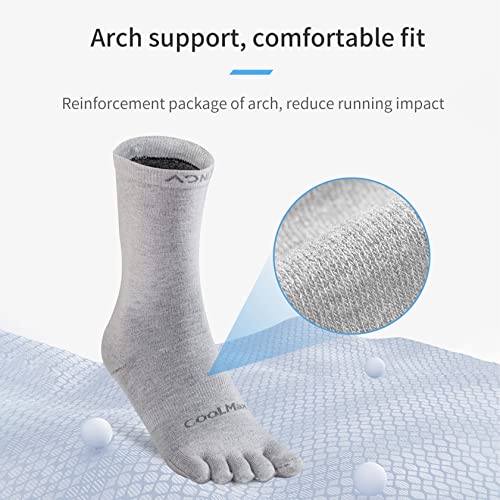 OrrinSports Toe Socks Liner Crew Socks for Men Women Coolmax Five Finger Socks 3 Pairs Running Socks - Image 6