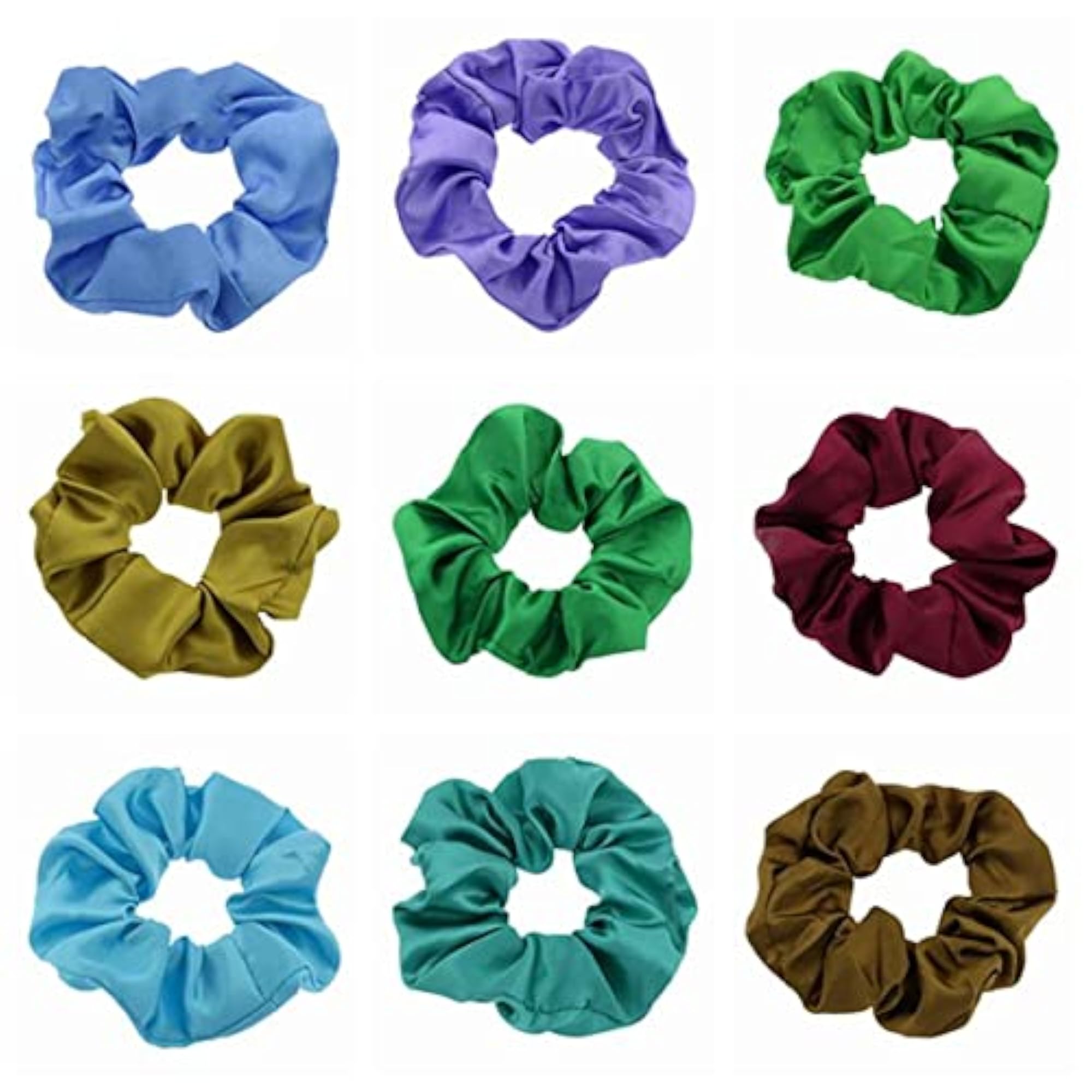 12PCS Satin Hair Scrunchie, Elastic Solid Color Ponytail Holder