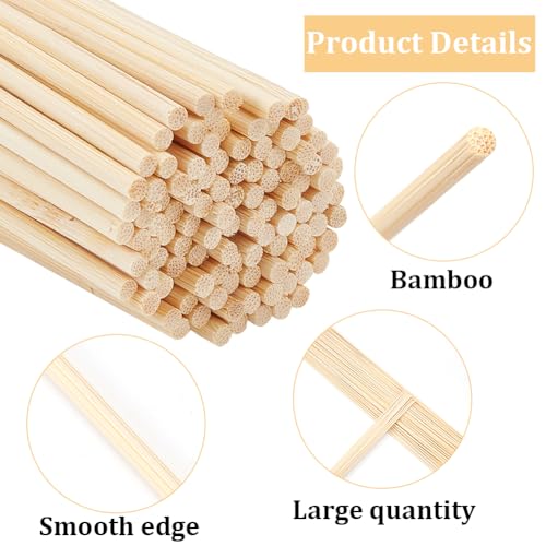 OLYCRAFT 100Pcs Round Wood Sticks 40cm Long Unfinished Wooden Strips 3m Round Dowels Strips Wooden Dowel Rod Natural Wood Sticks Model Accessories for Building Model DIY Craft Supplies - Image 4