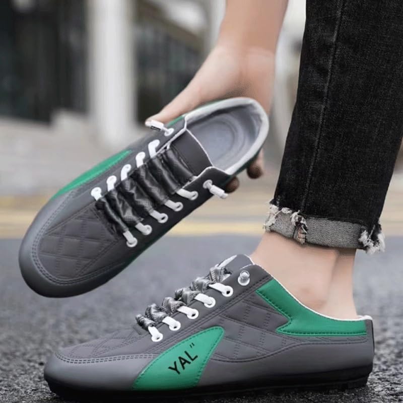 Men's Slip On Hands Free Leather Walking Work Loafers Comfort Breathable Hollow Sandals Walking Shoes2