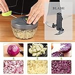 Cambom Manual Food Chopper Vegetable Cutter, Hand String Vegetable Chopper Onions Cutter for Vegetable Fruits Nuts BPA Free Food Safe Material, 500ml Gray - Image 2