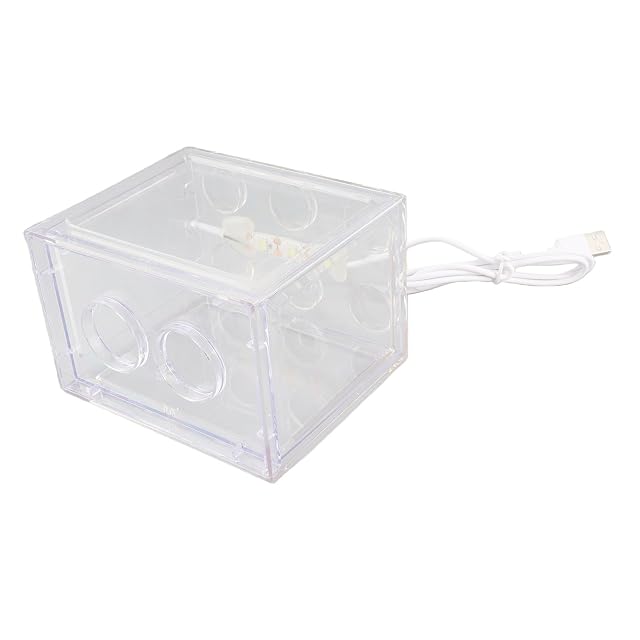 Foto 4 de 8 de Acuario Decorativo Mini Tanque de Peces con Lámpara LED USB, Blanco