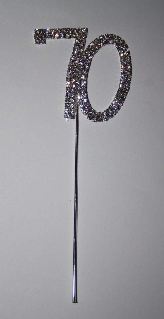Sparkle & Celebrate! Rhinestone Number Cake Topper – The Ultimate Birthday & Anniversary Cake Bling (70 (Seventy), Silver)