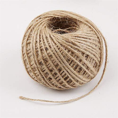 Zkenshan-Natural Jute Twine 50M 2mm Burlap Hessian Jute Twine String Tag Label Hang Rope Wedding Home Decoration DIY Crafts Gift Packing Supplies, Natural Jute Fiber