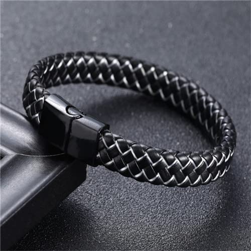 Men Jewelry Punk Black Blue Braided Leather Bracelet for Men Stainless Steel Magnetic Clasp Fashion Bangles Gifts