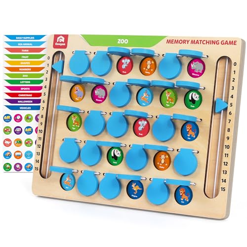 Coogam Memory Matching Game, Wooden Board Travel Toy with Memory ...