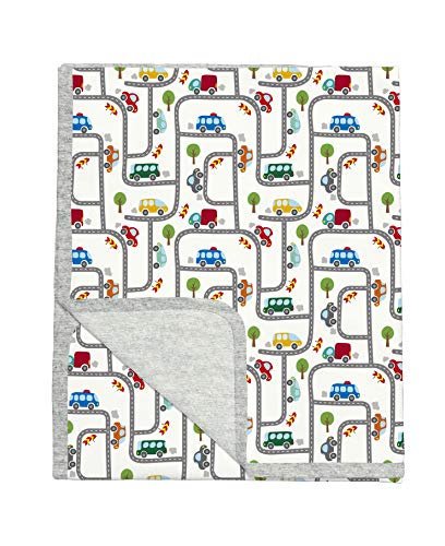 Manta Estampada Carrinhos, Batistela Baby, Cinza