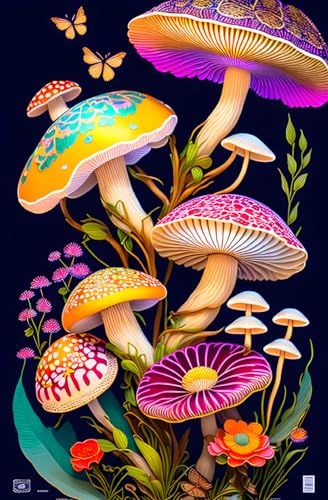 Champignons et fleurs affiches sur toile SERENDIPITP pour creer une ambiance nature au salon