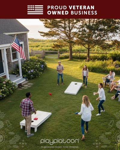 Image of Play Platoon Cornhole Bags Weather Resistant- Set of 8 Regulation Bean Bags for Tossing- Official Professional Size & Weight Corn Hole Bags Two Color All Weather Cornhole Beans Bag Set with Tote Bag