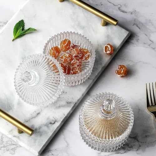 Image of Glass Candy Dish with Lid, Crystal Candy Jar, Decorative Candy Bowl, Cookie Jar, Jewelry Dish, Covered Candy Jar, Small Glass Jars for Buffet, Kitchen, Home
