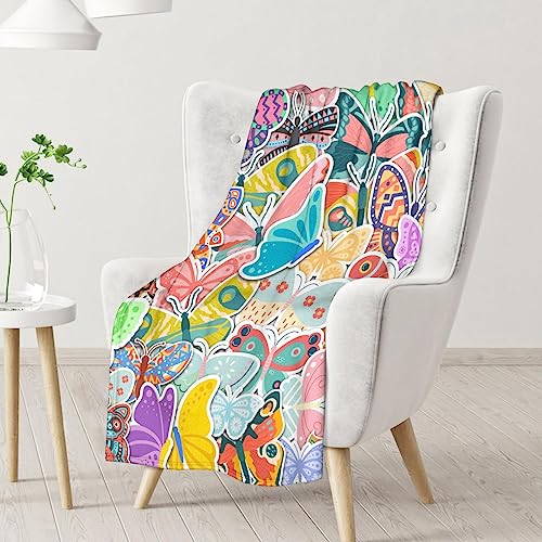 Butterfly Blanket Gifts - 30"x40" Cute Throw for Women, Girls - Colorful Soft Fuzzy Blankets for Couch & Office
