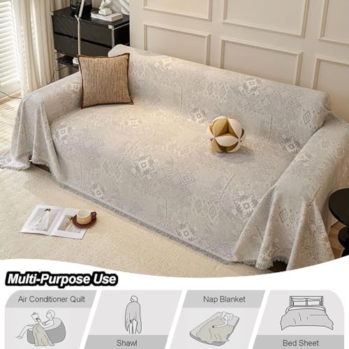 Housse de canapé en chenille épaisse lavable et résistante gris - 4