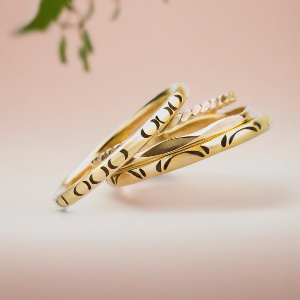 Melanie Golden Jewelry The Rainbow Ring | Thick Heavy Weight Circle Stamped Stacking Ring | Comfort Fit USA Sizes 4-12 (10, 14K Gold Fill)