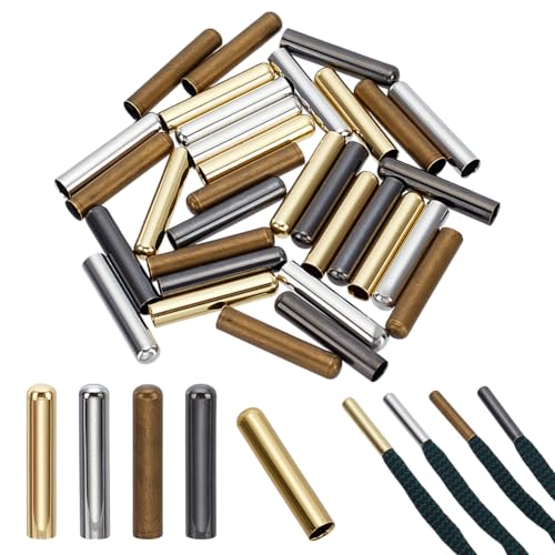 Embout de lacet en métal plat de 20 mm pour réparation de chaussures en lot de 32 pièces