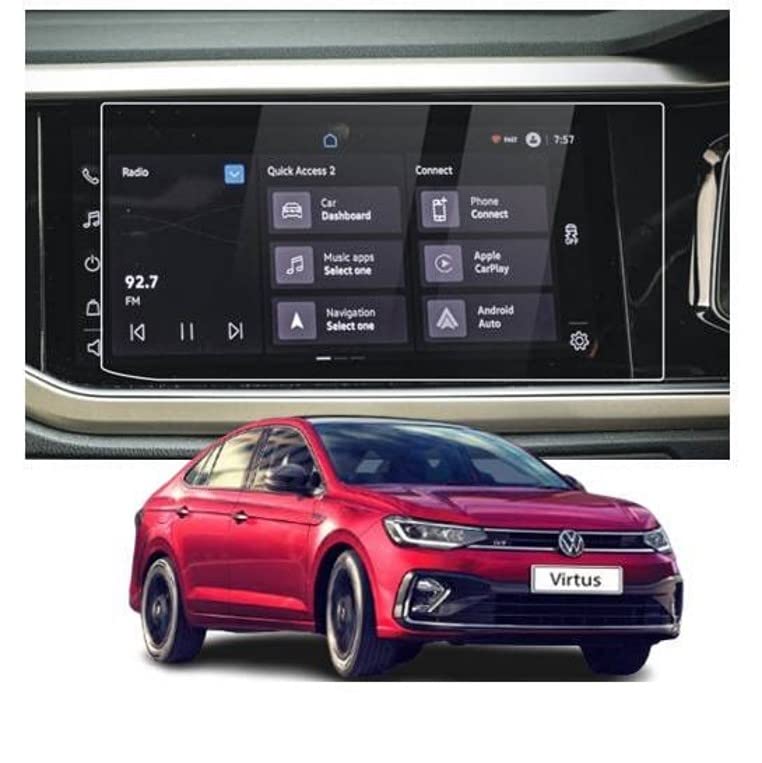 ANDEAL GUARDS Tempered Glass Screen Protector Compatible With Volkswagen Virtus Touchscreen,Car Accessories Navigation System (Transparent) (Virtus,Volkswagen)