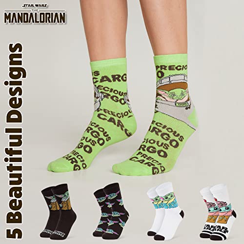 Image of Disney Stitch Socks Gifts for Women Teens, US Size 4-9, Baby Yoda Pack of 5 Fuzzy Casual Crew Socks for Home Sleep Winter
