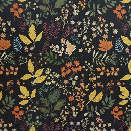 HOMEMATES Vintage Floral Peel and Stick Wallpaper Boho Floral Self-Adhesive Contact Paper for Bedroom, Wardrobe, Desktop – 45 x 304cm Removable Flower Wall Sticker (Vintage Black Flower)