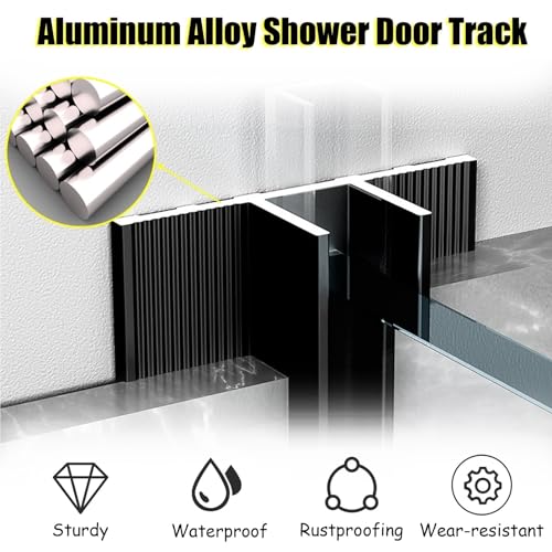 Profilé de fixation mural en aluminium gris durable pour porte de douche - 5