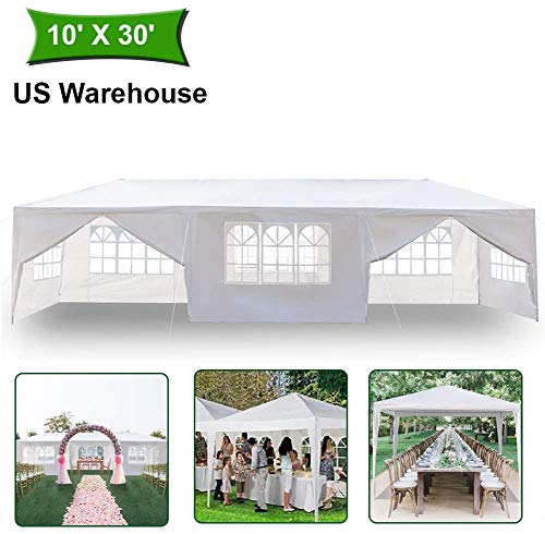 Heavy Duty Canopy Event Tent-10'x30' Outdoor White Gazebo Party Wedding Tent, Sturdy Steel