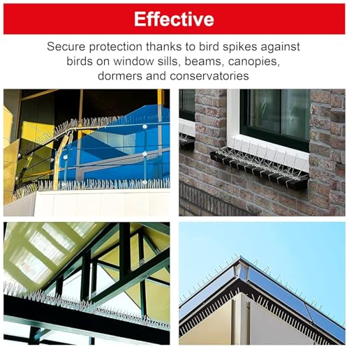 Image of SWAPKART (Pack of 50) Bird and Pigeon Spikes, Pigeon Control Spikes Anti Bird Plastic Spikes for AC Balcony Railing Window Home Protection from Pigeon Dog Monkey Crow Kabootar Transparent