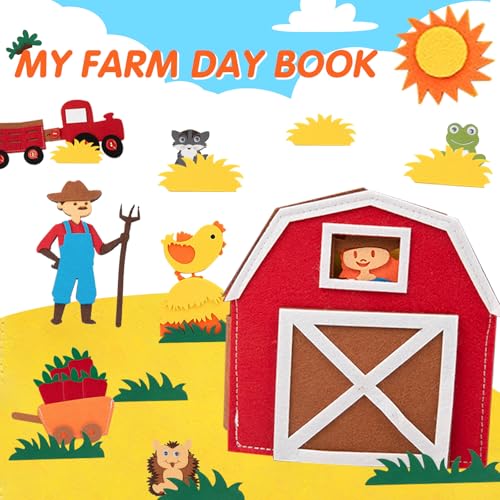 Image of Montessori Farm Busy Book for Toddlers,Montessori Toy for 3 4 5 Years Old Boy Girl-Busy Quiet Book with Life Skills, Color Sorting, Counting Number, Autism Sensory Toy for Airplane Travel