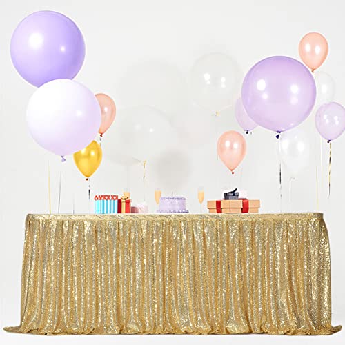 Eternal Beauty 14Ft Sequin Table Skirt For Cake Table, Table Skirting Decoration For Party Wedding Birthday Party(L14(Ft) H 30In, Gold) #TOP2