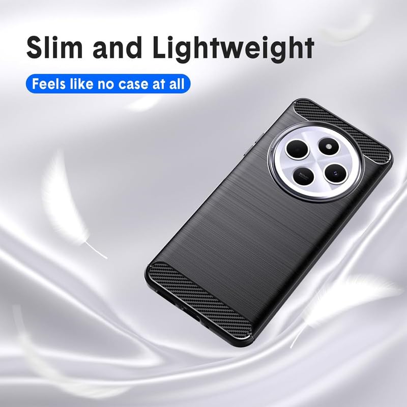 Image of NPRC Hybrid Ultra Slim Protective Case TPU Non-Slip Carbon Fiber Texture Shockproof Case Cover for Poco C75 - Black