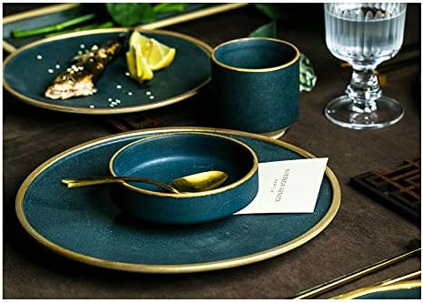 Miniatura 5 de SXNBH - Juego de cubiertos de cerámica para 24 personas, para uso familiar, restaurante, sirve platos occidentales (color  juego de 4 piezas)