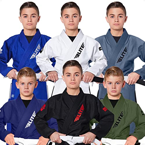 Elite Sports IBJJF Ultra Light BJJ Brazilian Jiu Jitsu Gi for Kids with Preshrunk Fabric and Free Belt (White, 00)