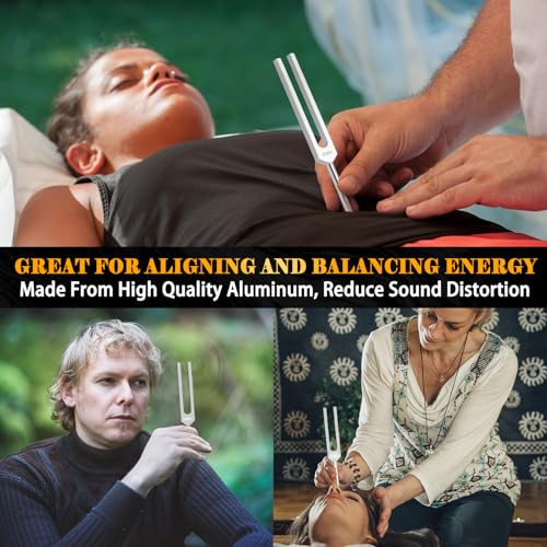 image for KAIGESZAD 528 Hz Tuning Fork with Reflex Hammer for Healing Chakra Set