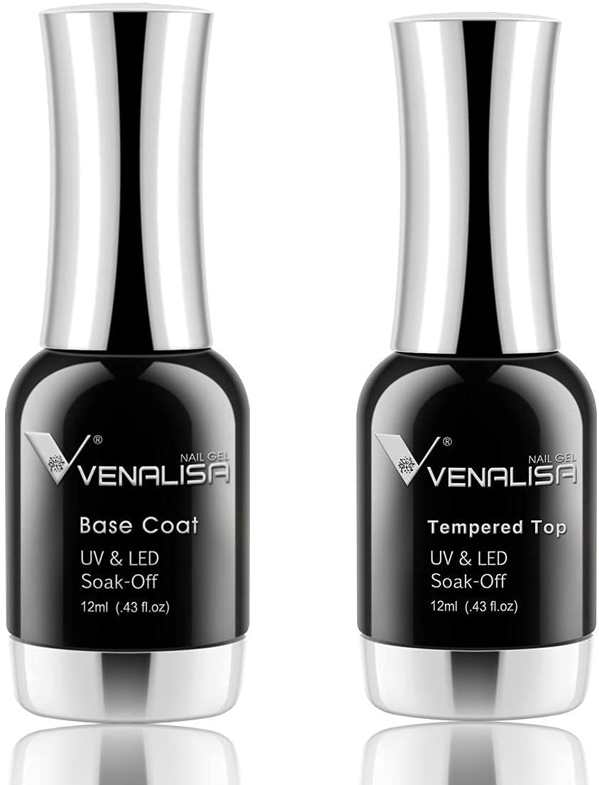 VENALISA 2 PCS 12ml Base Coat and Tempered Top Coat Nail Polish Gel Set UV LED Soak Off Shine Finish and Long Lasting-picture-27