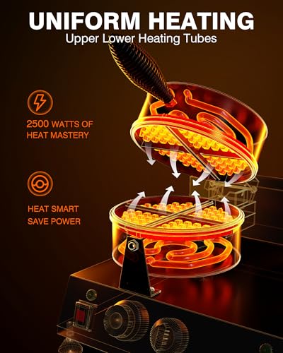 Image of PYY Commercial Waffle Maker - Double Waffle Maker, Non-stick Electric Chaffle Maker for Restaurant Party Food Stall, Large, Stainless Steel