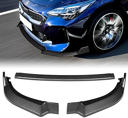 PU/553/PCF Carbon Fiber Print CK-Style Front Bumper Body Kit Splitter Lip 3PCS Compaitble with 2018-2021 Stinger