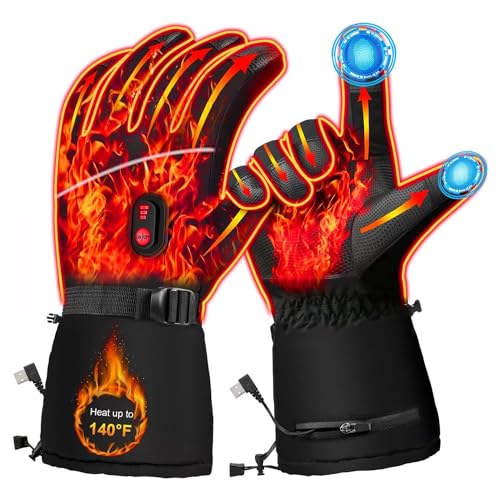 SUPIRING Guantes Calefactables EléCtricos Calentadores de Manos Guantes de Invierno con Pantalla TáCtil Guantes Impermeables con BateríA para Trabajar Al Aire Libre