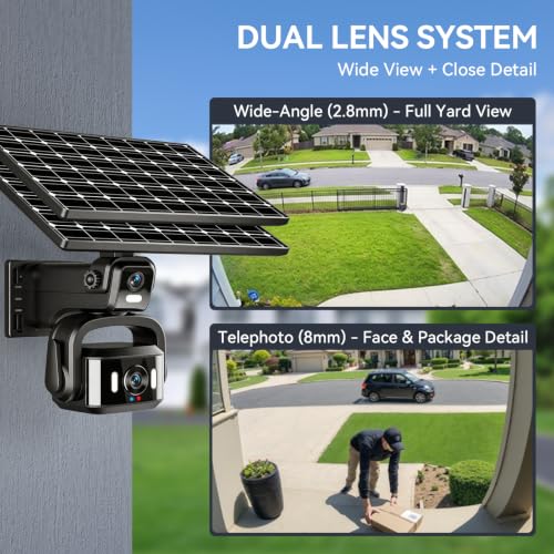 NEYESECU 4G LTE Solar Security Camera Outdoor, Dual Lens 4K 8MP - image 2