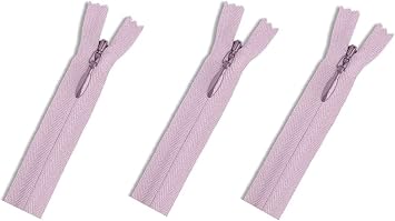 Invisible Conceal YKK Zippers - Perfect for Clothes, Crafts & Sewing Projects - Color Light Lilac #552 - Choose Your Length - Made in The United States 3 Zippers Per Pack 24" Inches
