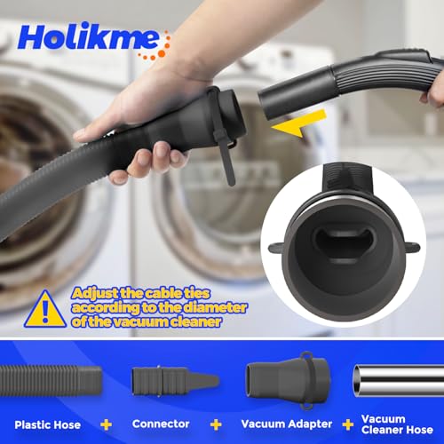 Image of Holikme Dryer Vent Cleaner Kit, Vacuum Hose Attachment, 2-Piece, Black