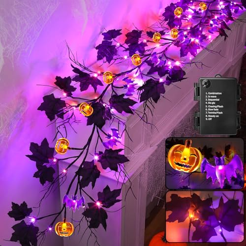 Guirlande d'Halloween pour maison et table réglable avec 8 modes lumineux