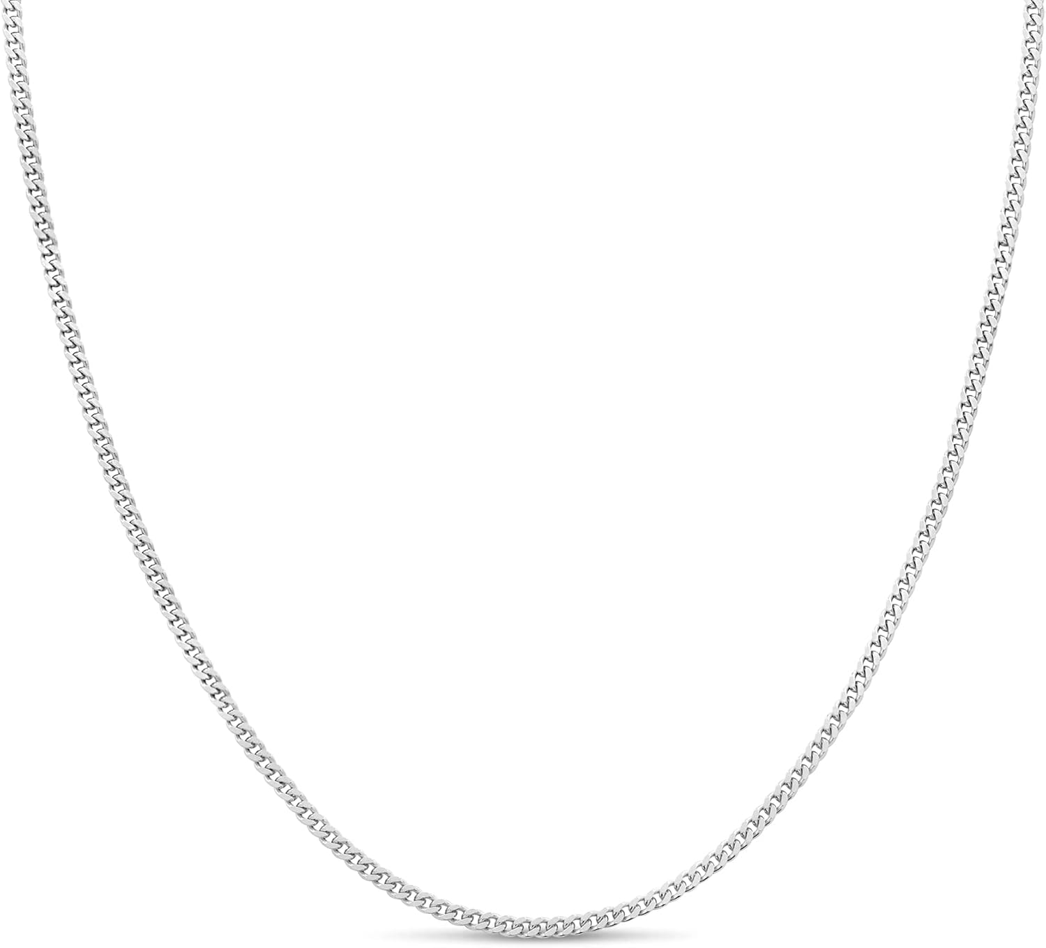 KEZEF 2mm 925 Sterling Silver Chain Necklace Men - Curb Diamond Cut Cuban Link Chain Men Women in 18kt Gold, Rose Gold, Silver Necklace - Made in Italy Chains - cadenas de plata 925 para hombre