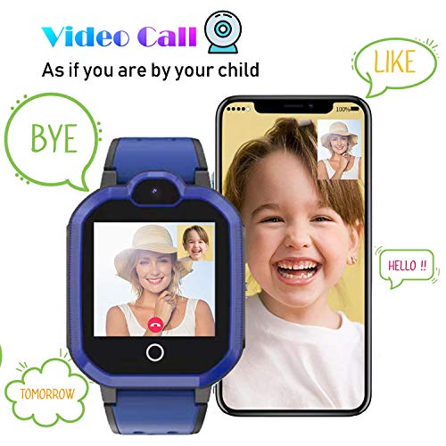 Pthtechus 4G Gps Kids Smartwatch Phone - Boys Girls Waterproof Watch With Gps Tracker 2 Way Call Camera Voice & Video Chat Sos Alarm Pedometer Wifi Wrist Watch Birthday Gifts For Students, 4G Blue #TOP2