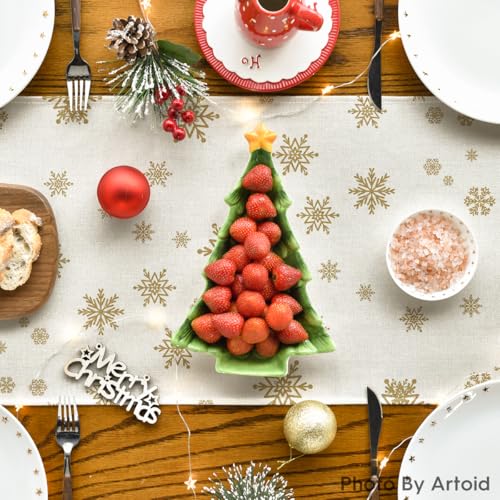 Artoid Mode Xmas Trees Snowflakes Gifts Christmas Table Runner, Seasonal Kitchen Dining Table Decoration for Outdoor Home Party 13x72 Inch - Thumbnail 4
