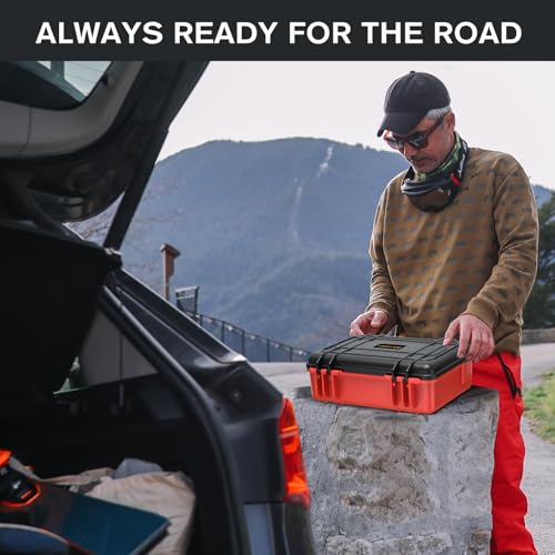 Image of Case for NOCO Boost GB70 & X GBX75 - Portable Car Battery Jump Starter Hard Shell Case: Waterproof Travel Carrying Storage Box for NOCO Boost GB70 & GBX75 UltraSafe Jump Starter - RV Trips (Black+Red)