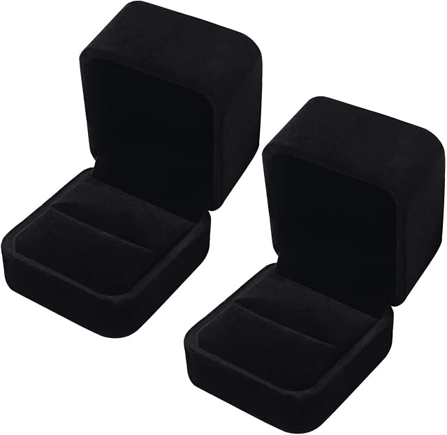 2 Pcs Velvet Ring Box for Engagement Ring, Single Velvet Ring Gift Boxes Classic Jewelry Box Elegant Earring Case