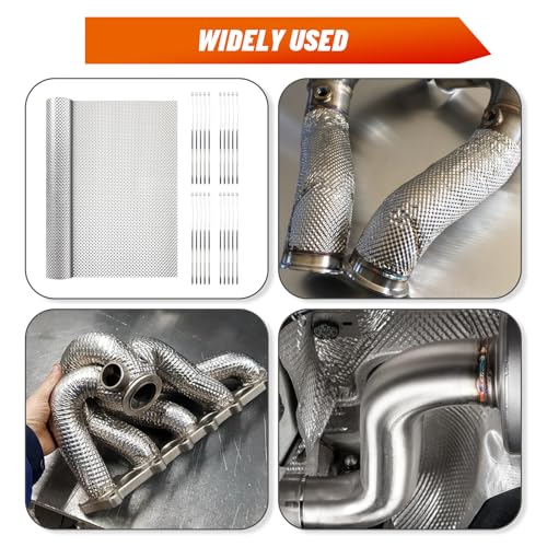 image for OCTAOR Aluminum Exhaust Heat Shield with 20 Stainless Steel Cable Ties