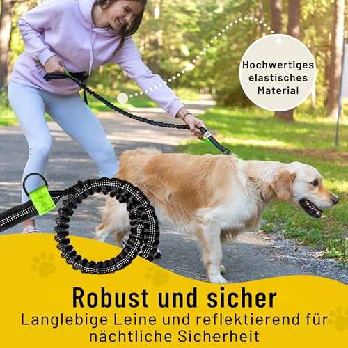 Hundefreund Bungeeteil für Joggingleine - 120 cm Ersatzleine mit elastischem Gummizug und 2 Schlaufen - Verlängerung für Hundeleine (Grün)