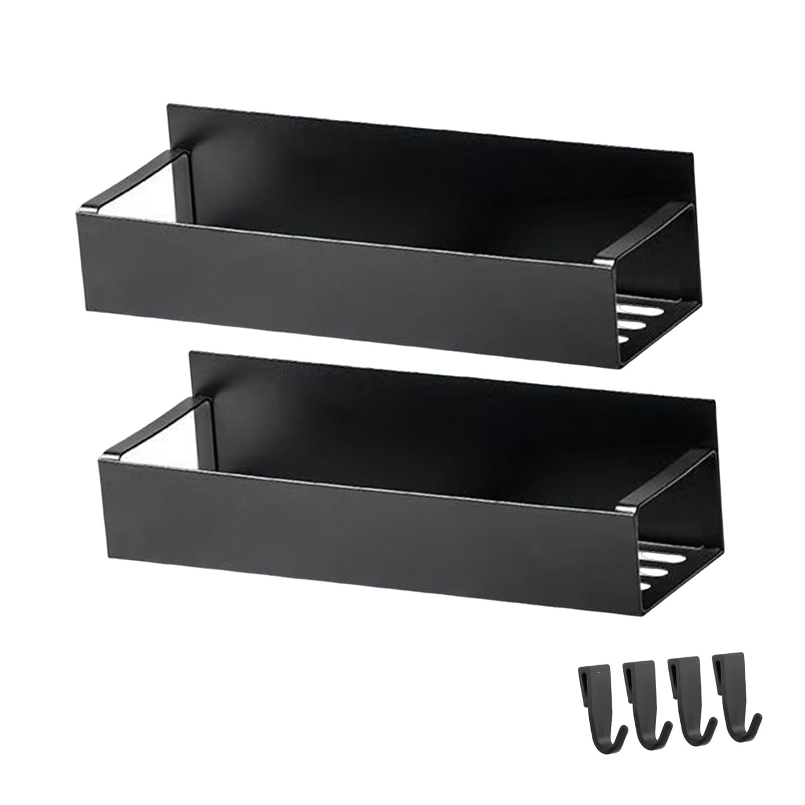 ZEPFJHE Condiment Organizer for Refrigerator Side, Carbon Steel 2 Shelf Kitchen Storage Rack with Black Finish Fridge Side Shelf Kitchen Organizer Condiment Holder Refrigerator Storage Rack