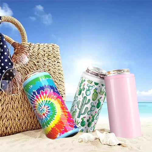 TILUCK Skinny Can Cooler for Slim Beer & Hard Seltzer, Stainless Steel, Doucle-Walled Stainless Steel Insulated Slim Cans, Slim 12 oz (Cactus) — view 6