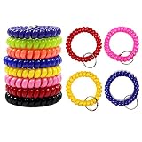 Ogquaton Premium Qualité 6 Pcs Coloré Bobine Bracelet Extensible Spirale Porte-clés Porte-clés pour Gym Piscine