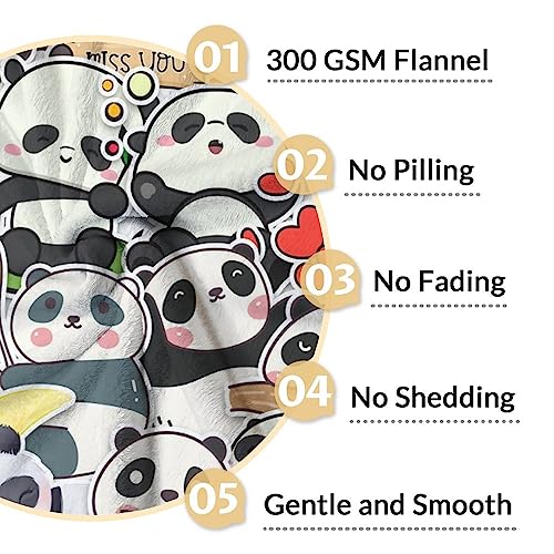 Panda Blanket Gifts - 30"x40" Cute Throw Blanket for Kids, Adults - Black Soft Fuzzy Blankets for Couch & Office