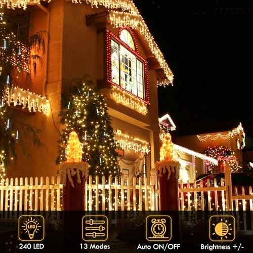 240LED 88Ft Connectable String Lights Indoor Outdoor Clear Wire | Warm White Christmas Lights | Twinkle Fairy Light Plug - Additional View
